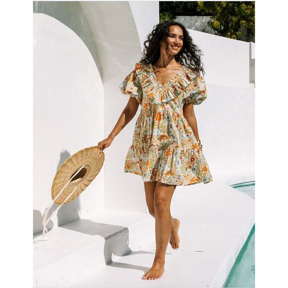 CLEOBELLA NWT Evereve Farrah Organic Cotton Mini Dress in Floral // XS - Picture 1 of 15